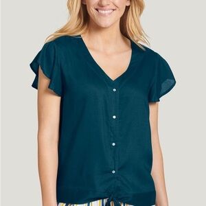 Jockey Women's Teal Button-Up Pajama Top